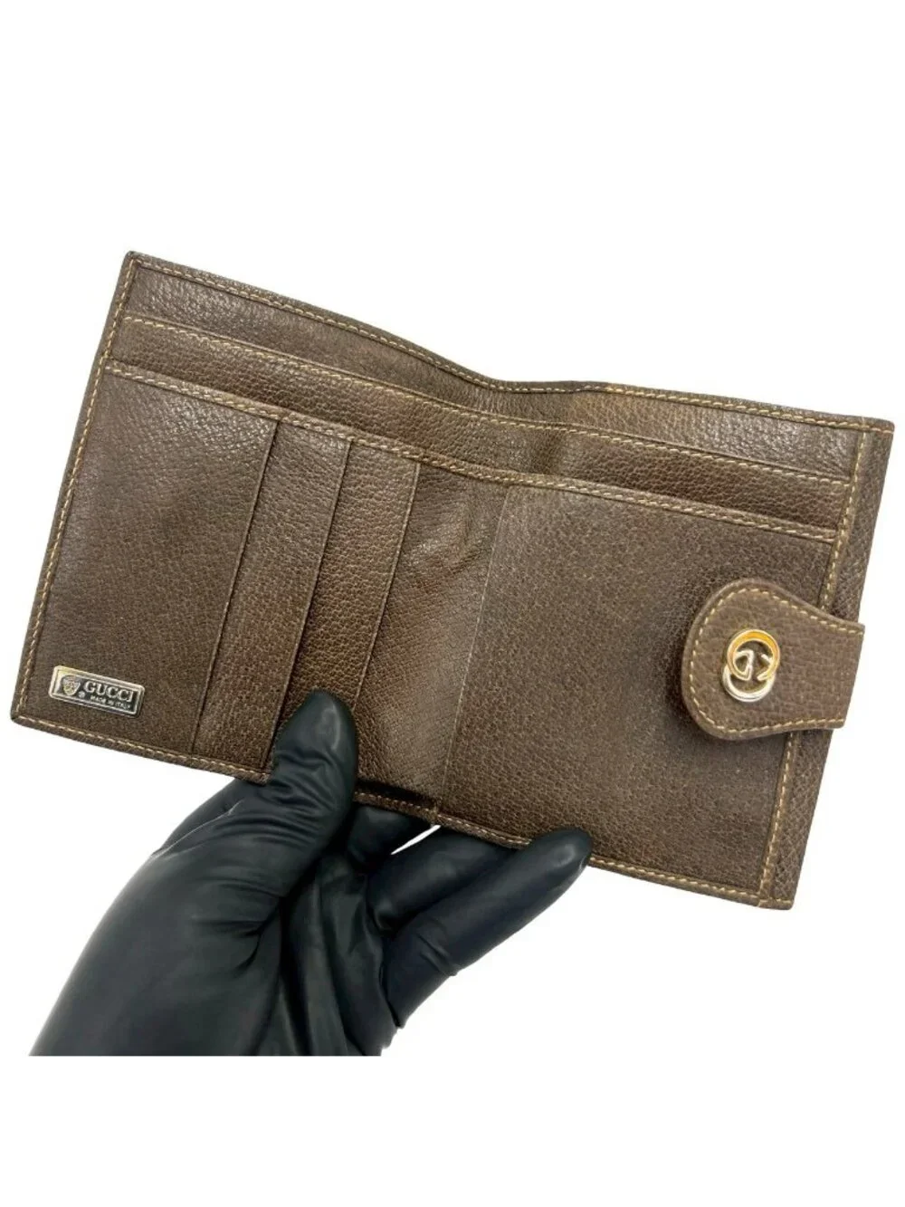Gucci Vintage GG Logo Canvas Leather Bifold Wallet Brown - Picture 7 of 10